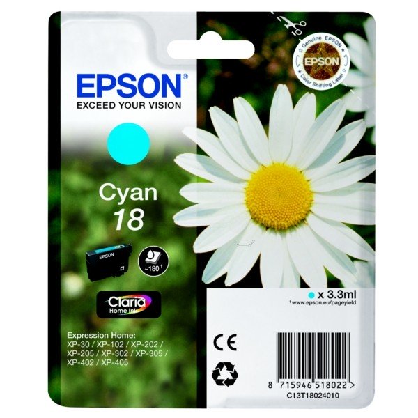 ORIGINAL Epson C13T18024012 / 18 - Cartouche d'encre cyan