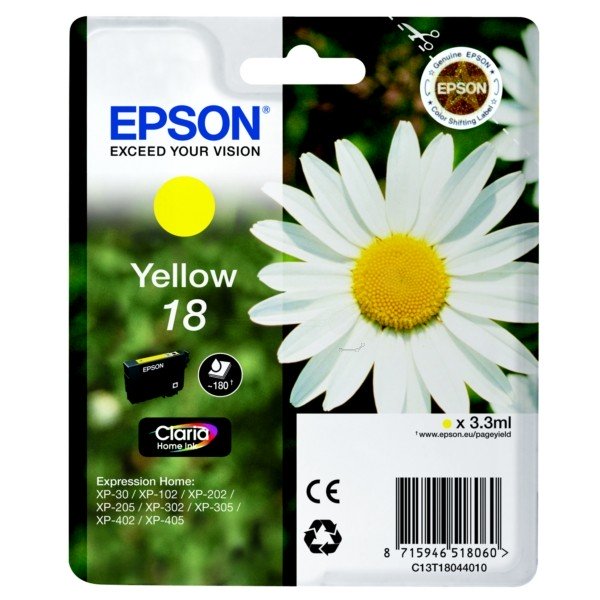 ORIGINAL Epson C13T18044012 / 18 - Cartouche d'encre jaune